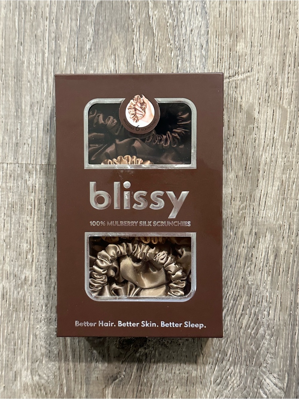 Bliss Mulberry Silk Scrunchies Set - Champagne & Brown
